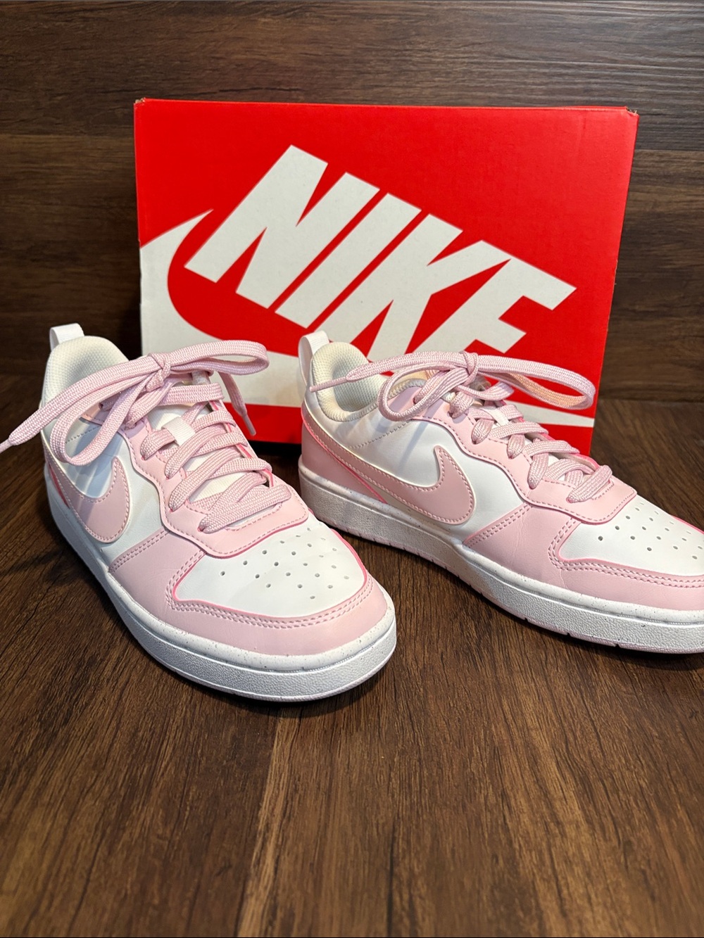 Nike Pink and White Women's Low-Top Sneakers